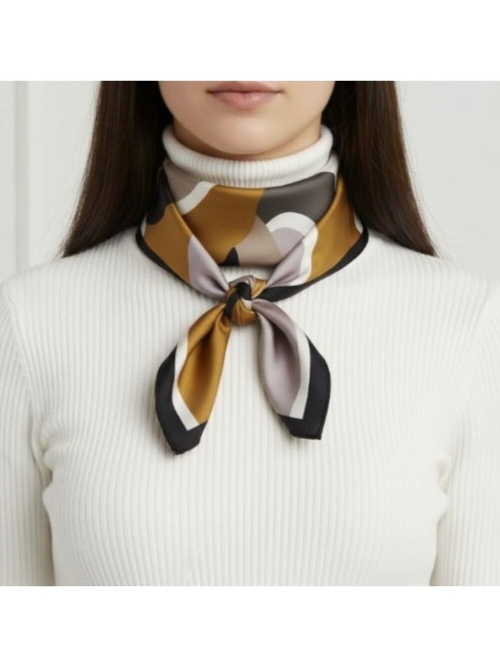 ❤️Elegant Bandana Square Scarf Silky Satin Abstract Geometric Hair Scarfs New❤️